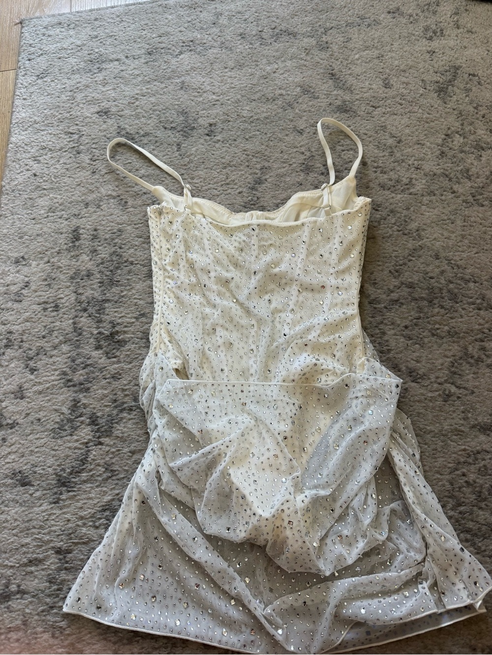 Oh Polly Cream Embellished Strappy Mini Dress - Picture 6 of 7